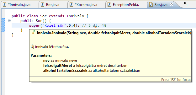 Javadoc az ősosztály konstruktorára